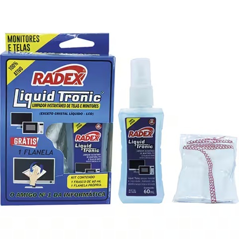 Limpador de telas c/60ml Liquid Tronic + flanela Radex CX 1 UN