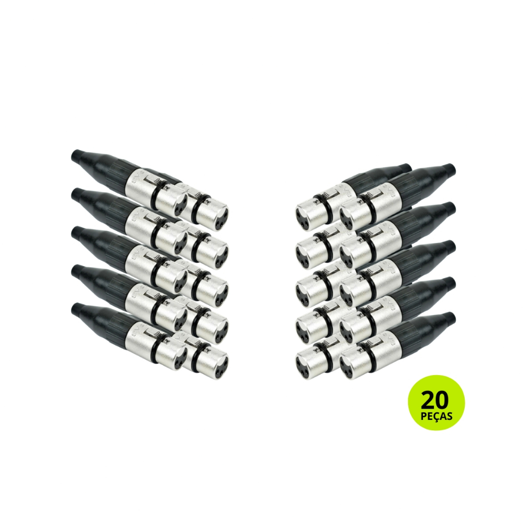 Kit 20 Conectores Cannon Femea 3 Polos Santo Angelo Xlr Sa2x