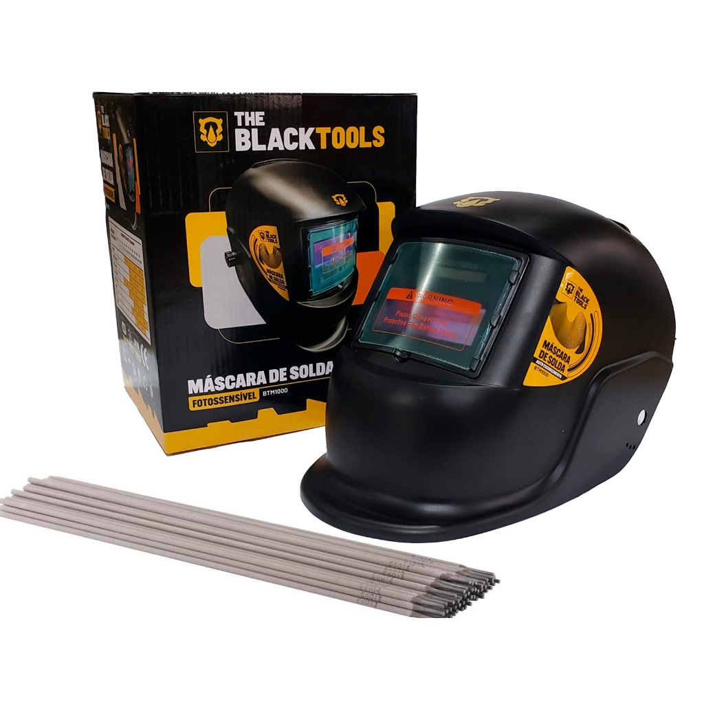 Mascara Solda Lente Escurecimento Automático + Eletrodo Para Solda Chapas Finas Ferro Aço 6013 2,5mm em Oferta na Shopee
