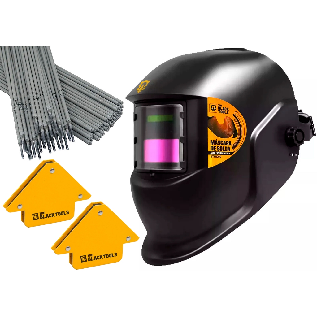 Kit Mascara De Solda Escurecimento Automatico + Eletrodos Ferro Aço E Esquadros Magnéticos em Oferta na Shopee