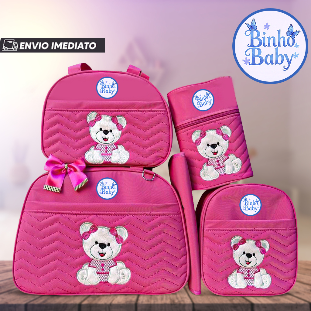 Bolsa Maternidade Urso Sentado - Kit 05 de Peças em Oferta na Shopee