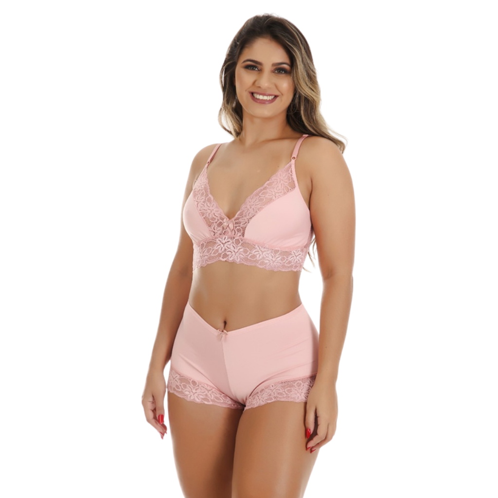 Pijama Baby Doll Confortável Linha Noite Lingerie Feminino  Detalhes Renda Conforto Dormir