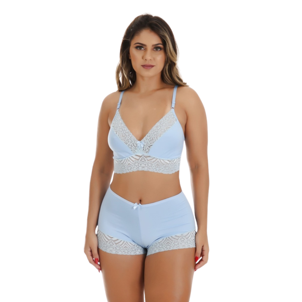 Pijama Baby Doll Lingerie Feminino Confortável Renda Conforto Dormir Linha Noite Detalhes