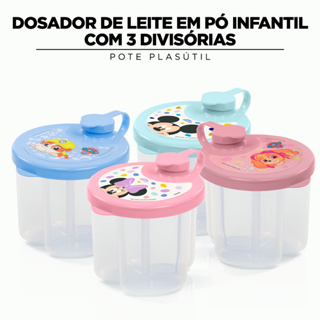 Dosador de Leite em Pó Infantil com 3 Divisórias Pote Plasútil em Oferta na Shopee