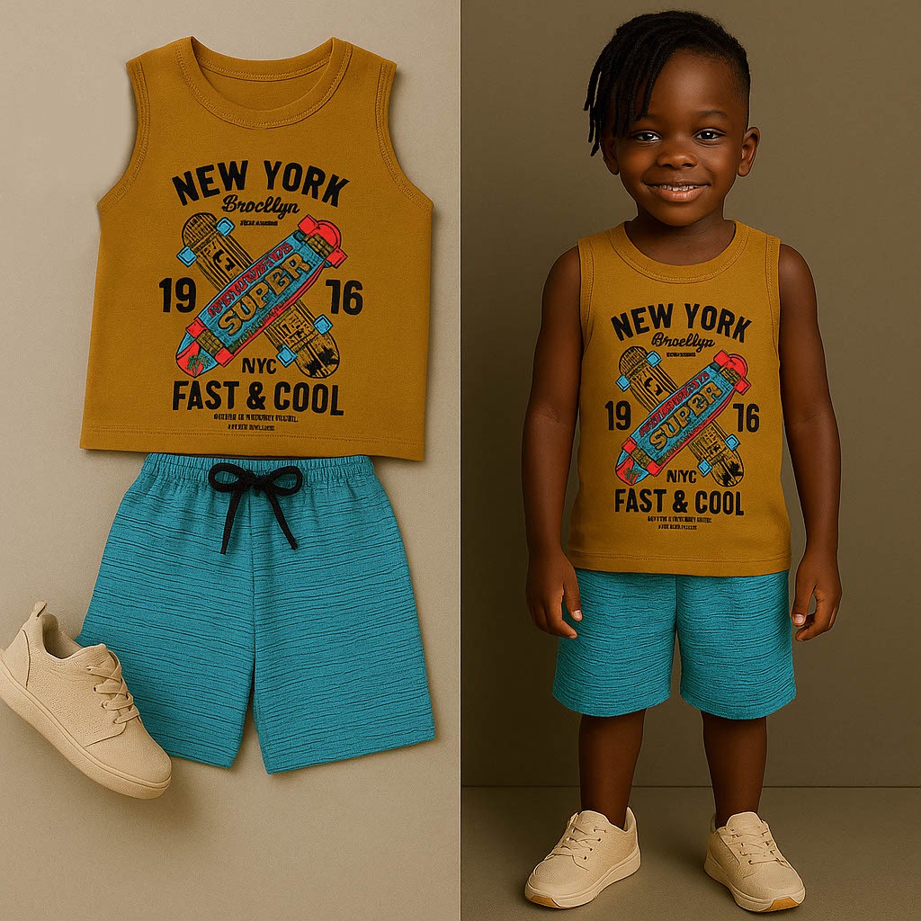 Conjunto Infantil Menino Regata 1 Camiseta + 1 Bermuda - 1 Conjunto Infantil Verão Menino Bebê