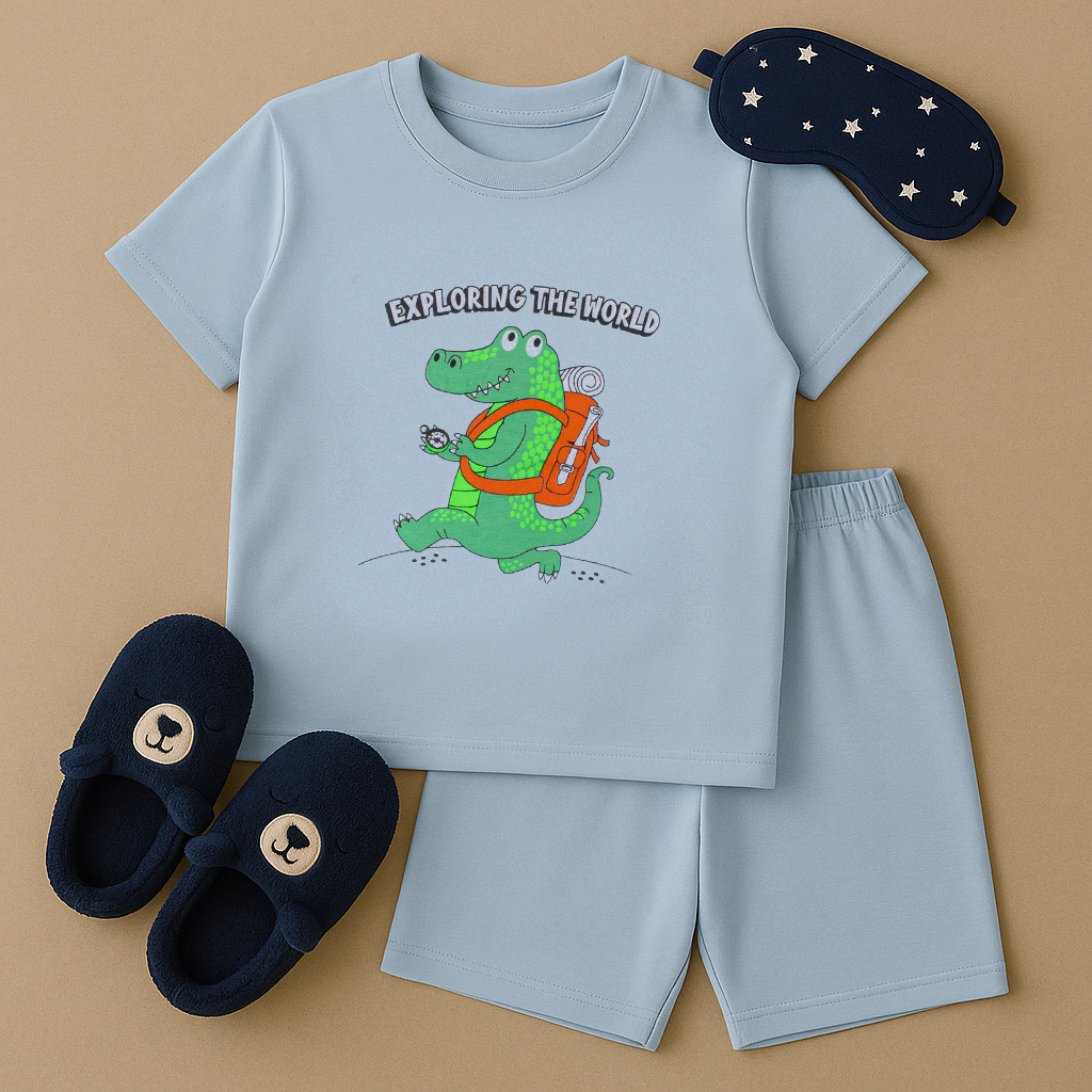 Conjunto Sortido Pijama Infantil Menino 1 Camiseta+1 Short Roupa Infantil Menino Verão