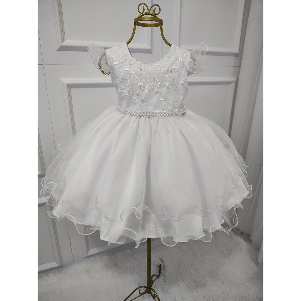 Vestido Infantil de Festa com Bordado de Pérolas 1. 2. 3. 4. em Oferta na Shopee