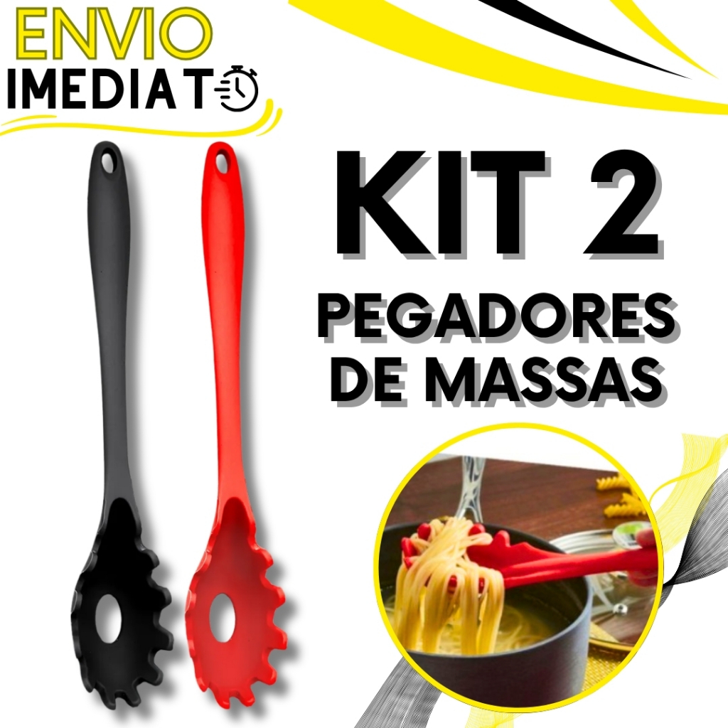 KIT Conjunto 2 Pegador de Massa Macarrão em Silicone Utensilio de Servir Massas para Casa Cozinha Restaurante Buffet