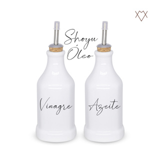 Conjunto 2 Galheteiro Porta Azeite Vinagre Porcelana 270ml Com Adesivos em Oferta na Shopee