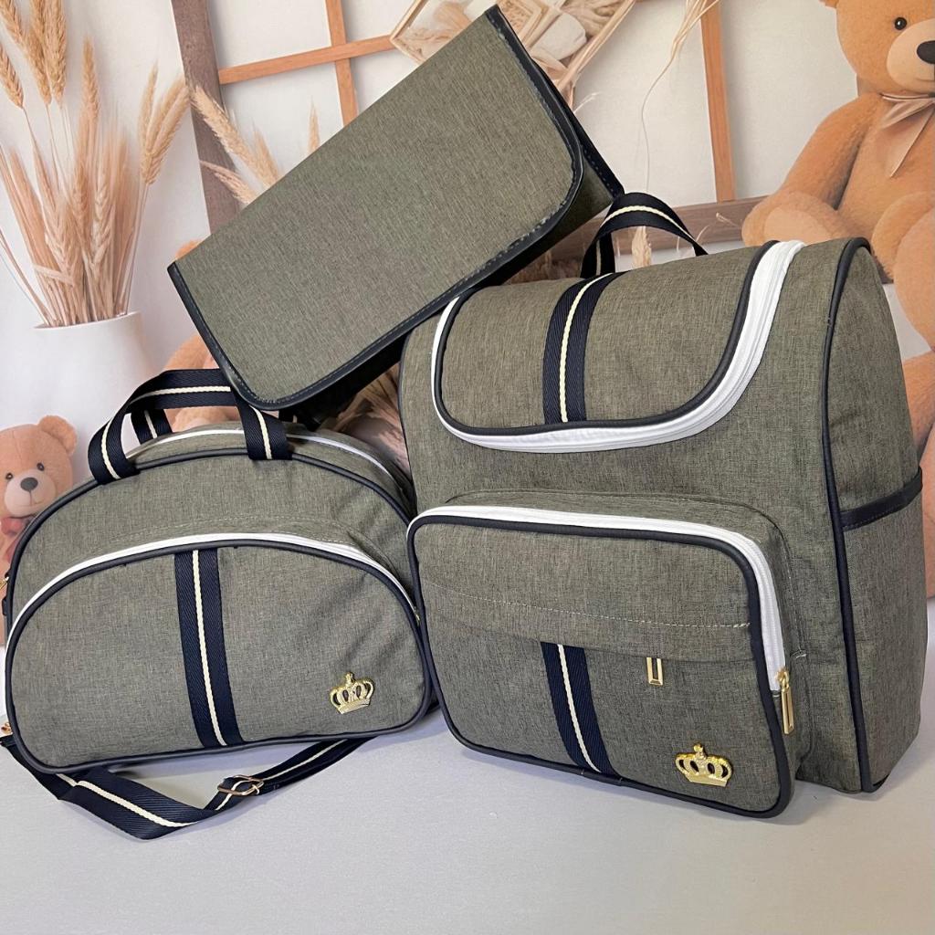 Kit Bolsa Maternidade com Trocador de Fralda Portátil Faixa Azul