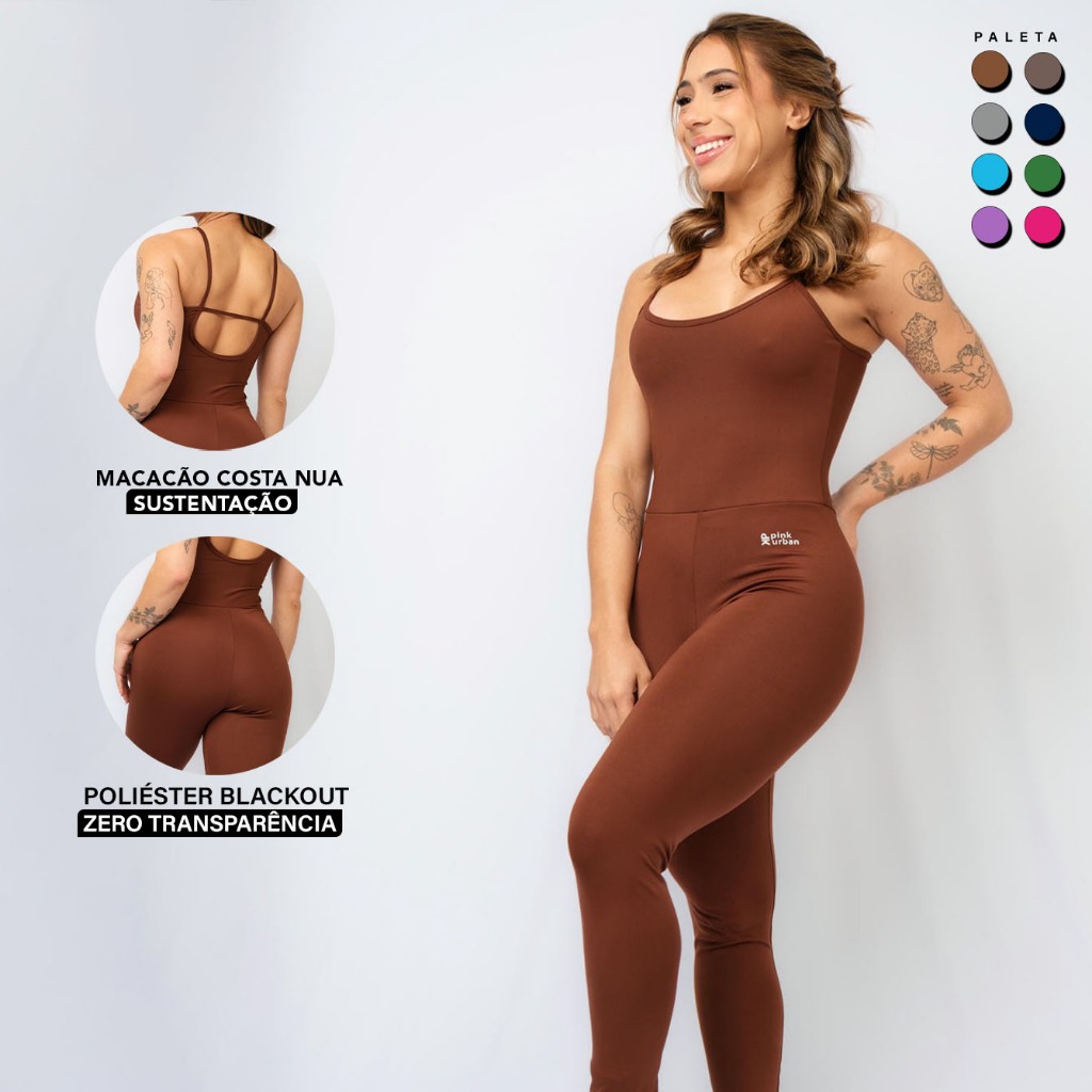 Macacão Fitness Feminino Costas Nua Slim Blackout Zero Transparência Longo Inverno Academia em Oferta na Shopee