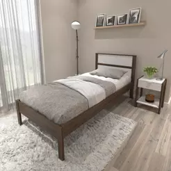 Cama de Solteiro para Colchão 88 x 188 cm Multimóveis CR35008 Nogal/Branca