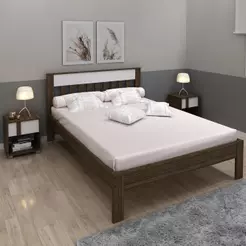 Cama de Casal para Colchão 138 x 188 cm Multimóveis CR35011 Nogal/Branca