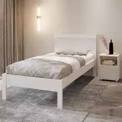 Cama de Solteiro para Colchão 88 x 188 cm Multimóveis CR35014 Branca