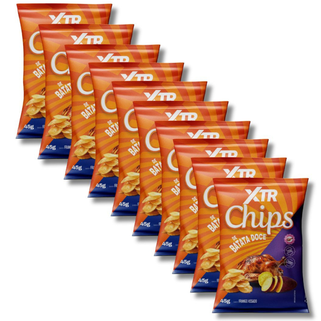 XTR For Life Chips de Batata Doce 45g Combo 10 Unidades – Snack Saudável Crocante e Natural