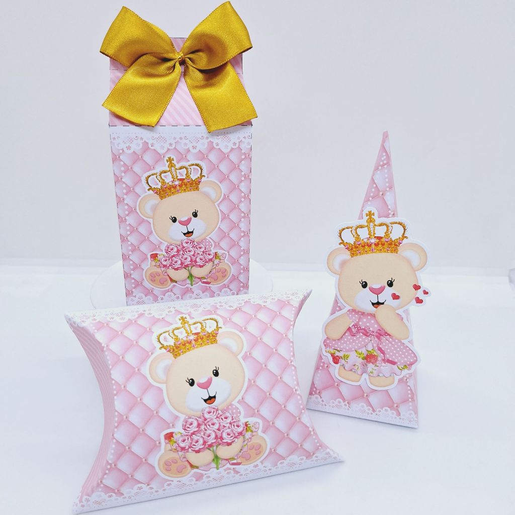 Kit Festa Ursinha Princesa Personalizadas - Decoração de Festa infantil - Lembrancinhas - Festa - Borboletas
