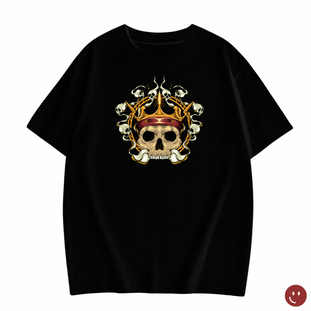 T-Shirt Preta Estampa Caveira Real – Estilo Rock Grunge DTF
