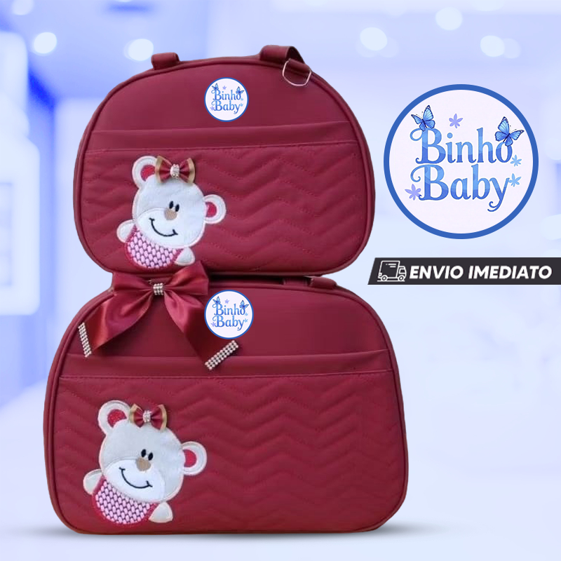 Bolsa Maternidade Kit com 2 Peças Urso de Lado / menino e menina em Oferta na Shopee