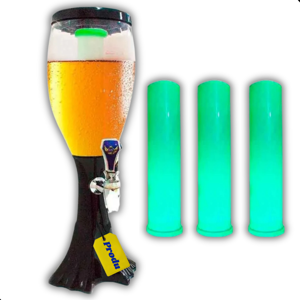 Torre de Chopp com 3 Refil 3 Litros com Tubo de Gelo a Led Completa para Bar Chopeira Portatil em Oferta na Shopee