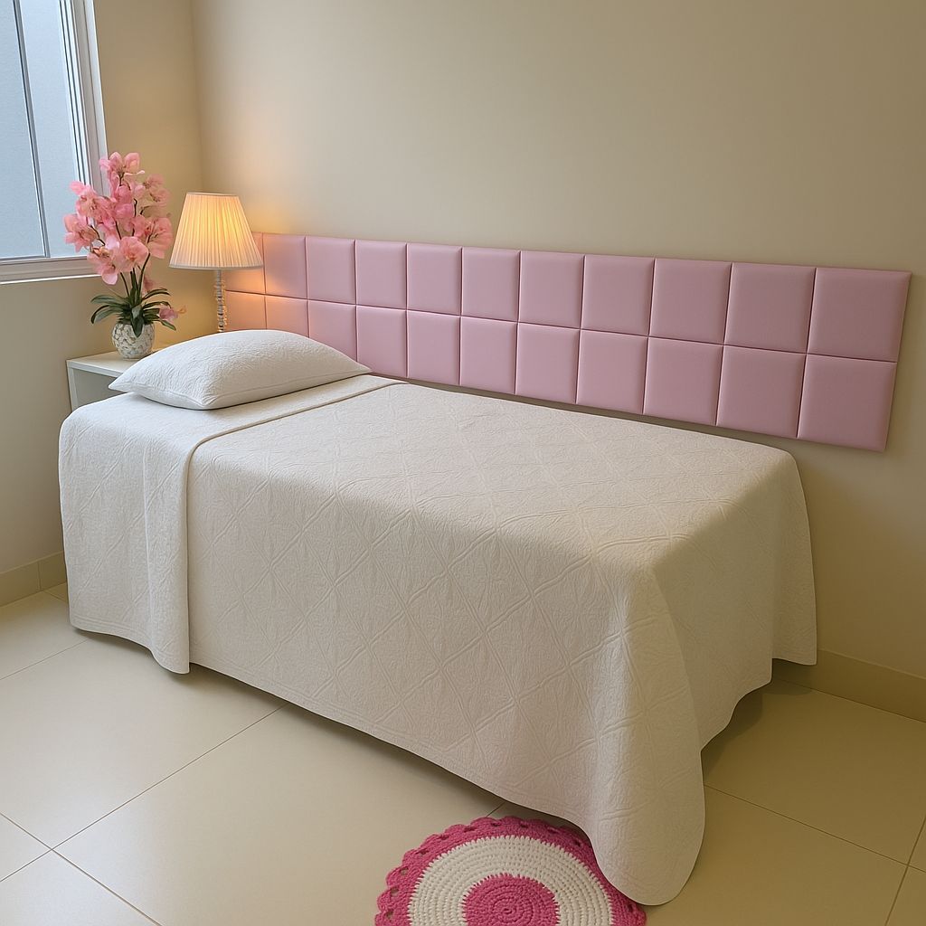 Cabeceira de Cama Modulada em Courino 30x40cm Estofada para Cama Solteiro Casal Queen King