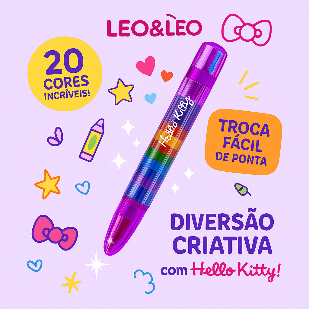 Giz De Cera Caneta Troca Ponta 20 Hello Kitty
