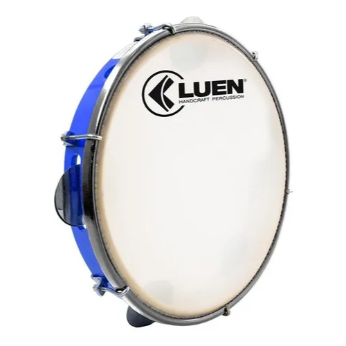 Pandeiro 10” Luen ABS Azul Pele Leitosa Aro Inox Leve e Resistente