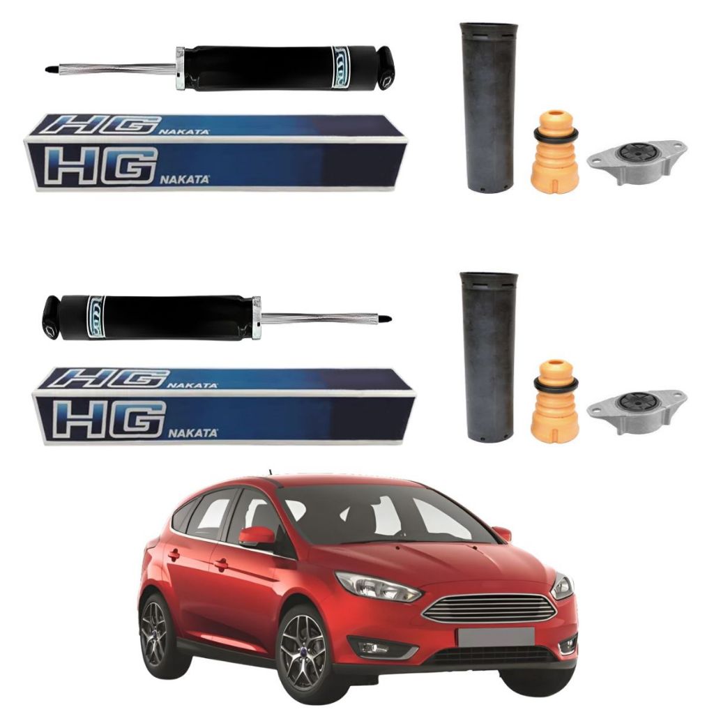 PAR AMORTECEDOR TRASEIRO FOCUS 2014 A 2019 NAKATA + KIT