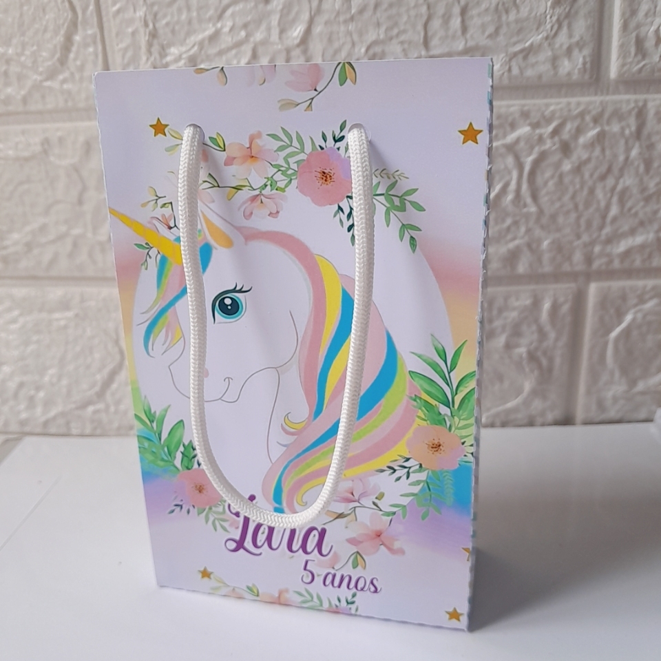 Sacolinha Surpresa  Unicórnio  Personalizada   Pegue e Monte Lembrancinha Festa Infantil