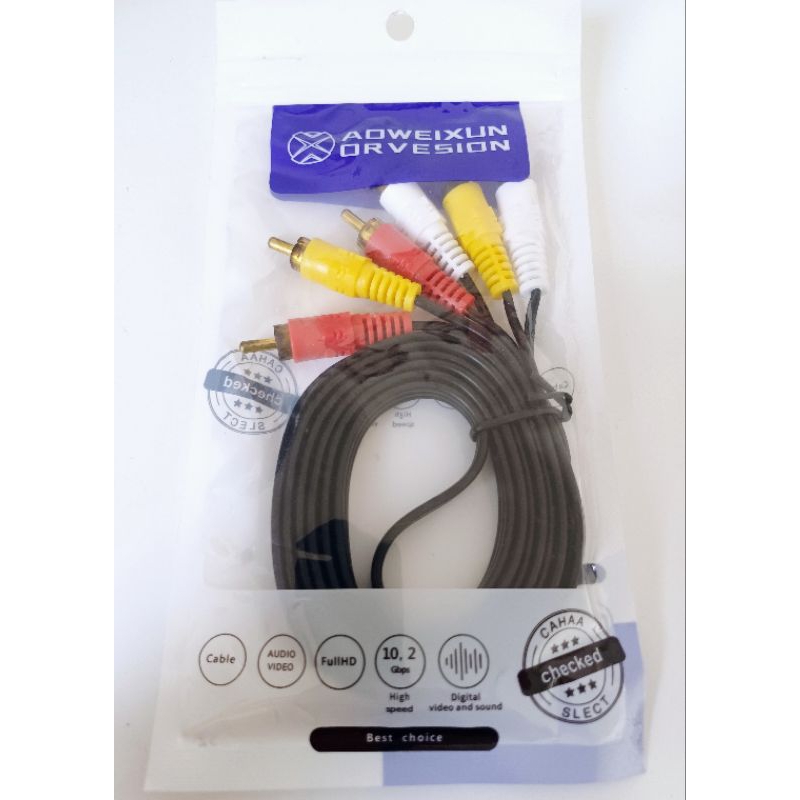 Cabo De Áudio e Vídeo P2 / RCA 1.5M  3 + 3 Vias Para aparelho de Tv Dvd Home Theater Game Receptores