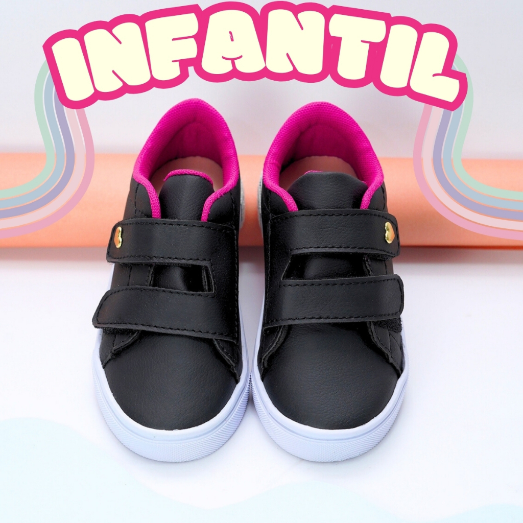 Tênis Infantil Feminino Escolar com Velcro Confortável do 25 ao 36 Envio Grátis