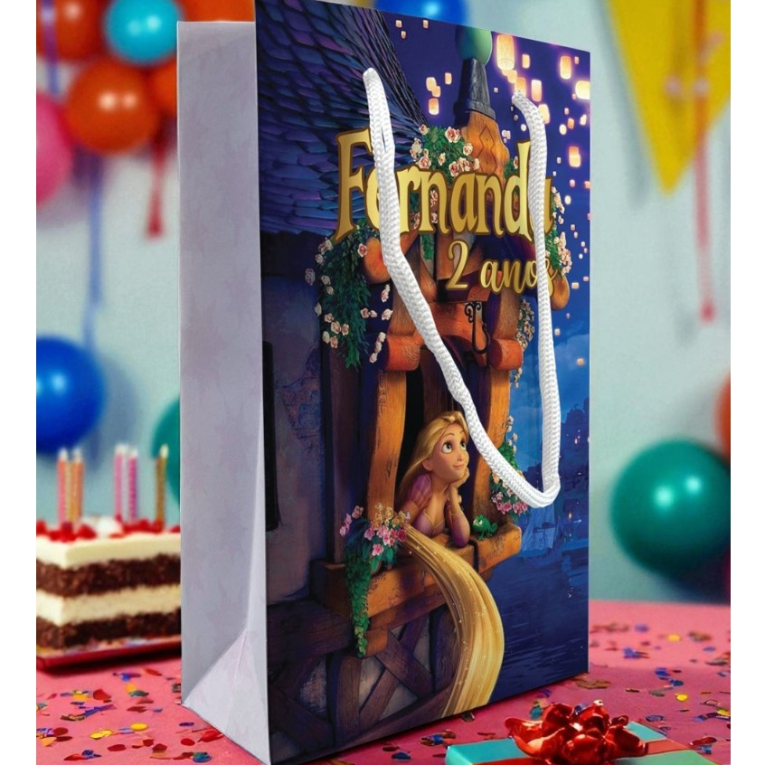 Sacolinha Rapunzel Personalizada Festa Enrolados Azul Lembrancinha Kit Festa Princesa Princesas Sacola