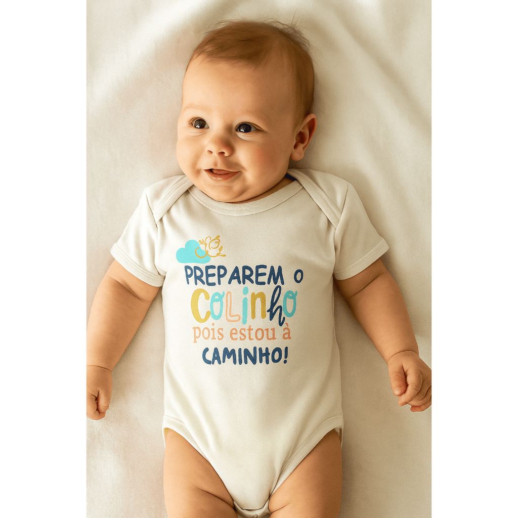 Body Bebê Para Revelação - Preparem o Colinho-  – Suedine 100% Algodão, RN ao G em Oferta na Shopee