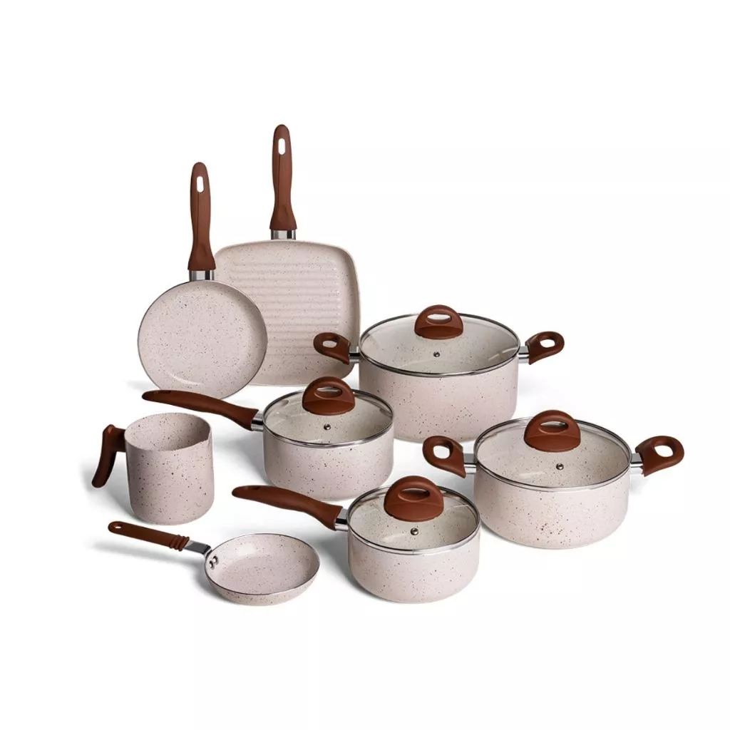 Jogo de Panelas Vanilla Ceramic Life Brinox Smart Plus 8 Peças - Antiaderente