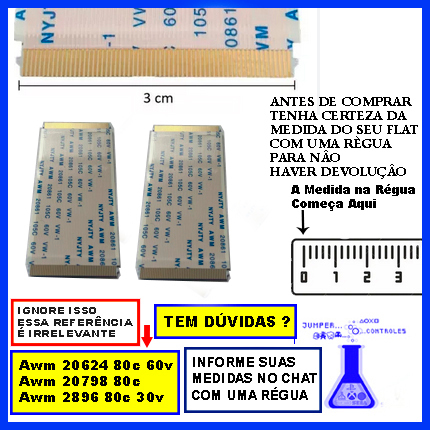 2 Cabos Flat 60 Vias com Travas X 6cm P/ Placa Tcon TV Smart LED 50" Samsung Un50f5200ag