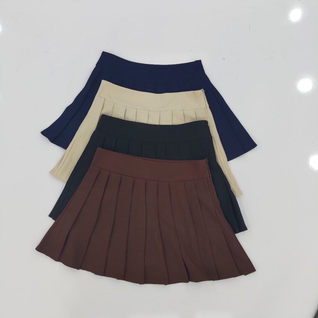 Saia Plissada Modelo Novo Femenina Social Ziper Lateral e Forrada Tamanho Maior Tecido Marrent em Oferta na Shopee