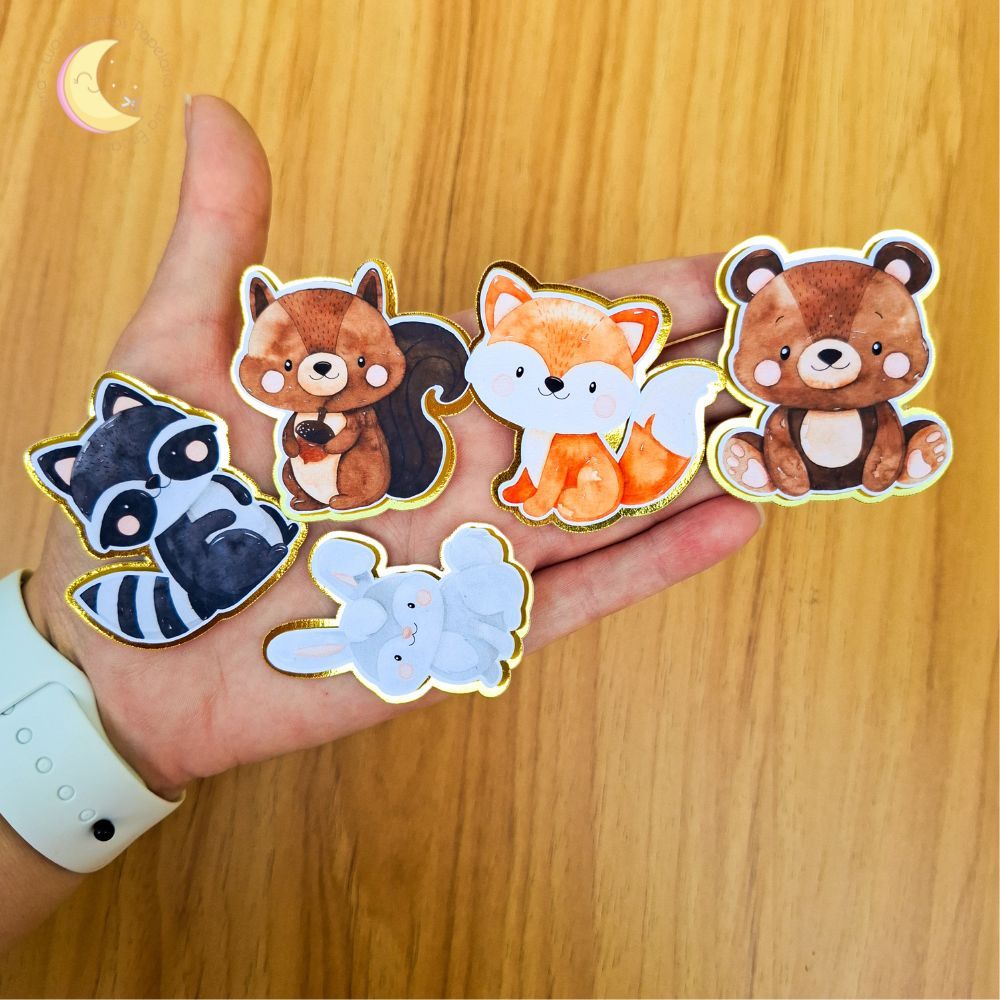 Aplique 3D Bosque Encantado Personalizado para Lembrancinhas Festa Infantil