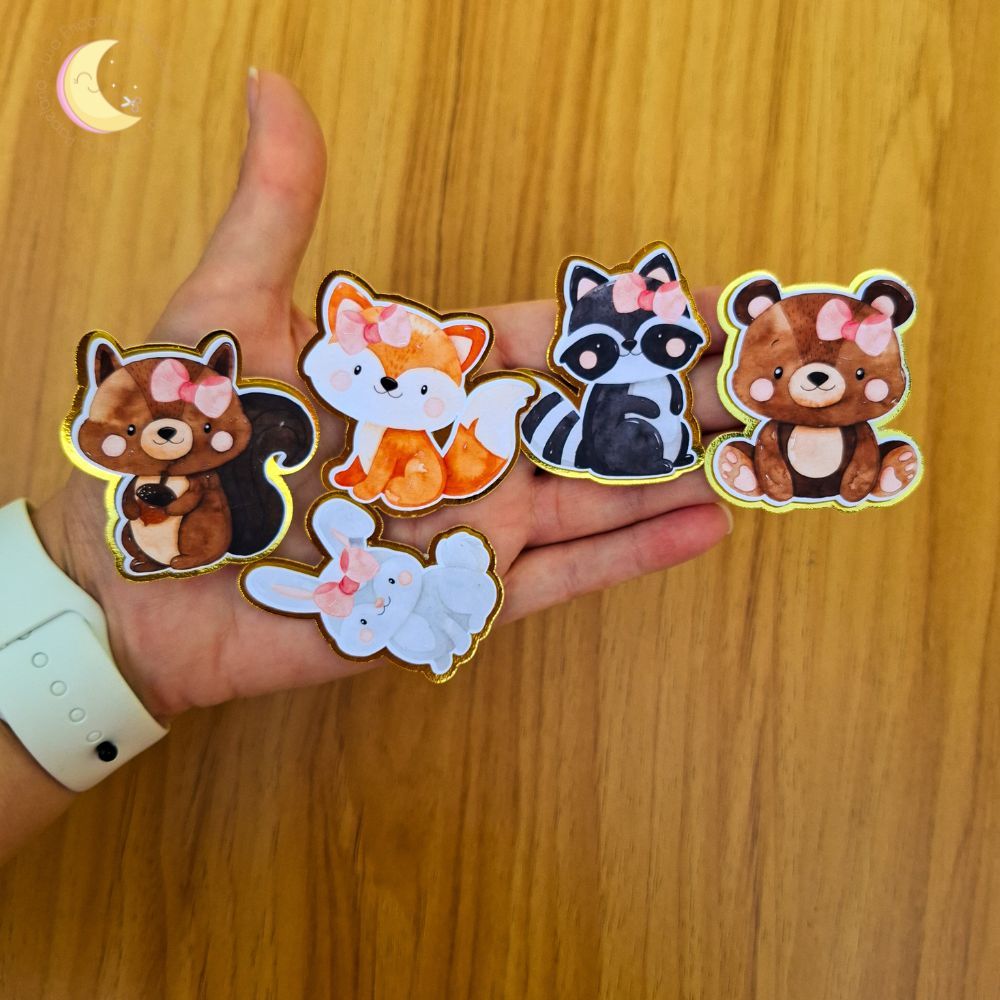 Aplique 3D Bosque Encantado Personalizado para Lembrancinhas Festa Infantil