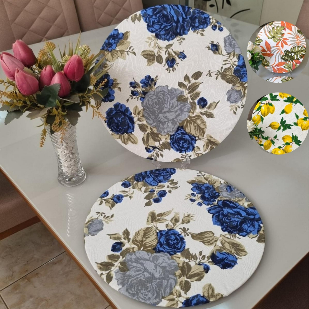 Kit Sousplat Capas para MDF de 35cm com 6 peças em Jacquard Estampado