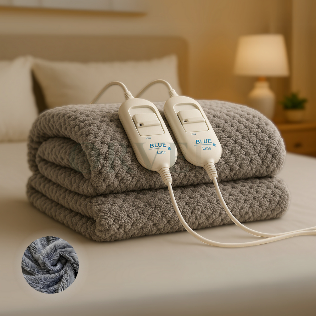 Lençol Térmico Premium - Cinza Tecido Soft Plush com 2 Controles Independentes