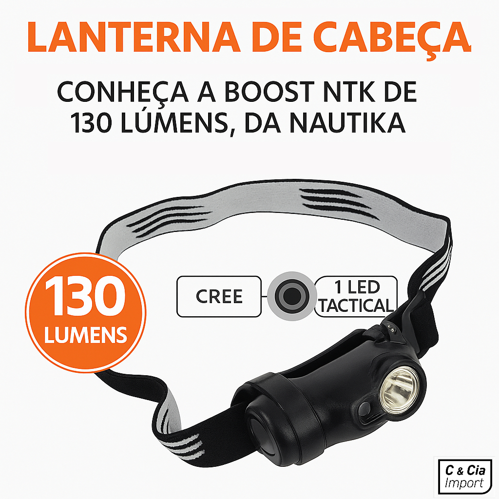 Lanterna De Cabeça Tática Led 130 Lúmens Boost Ntk A Pilha