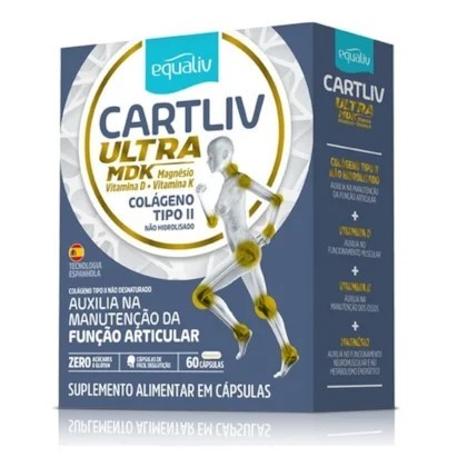CARTLIV ULTRA MDK C/60 CAPSULAS EQUALIV - colágeno tipo II + magnésio + vitamina D+ vitamina K