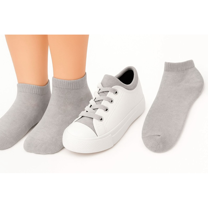 Kit De 3 Até 12 Pares De Meias Infantil Cano Curto Cinza Extremamente Confortável em Oferta na Shopee