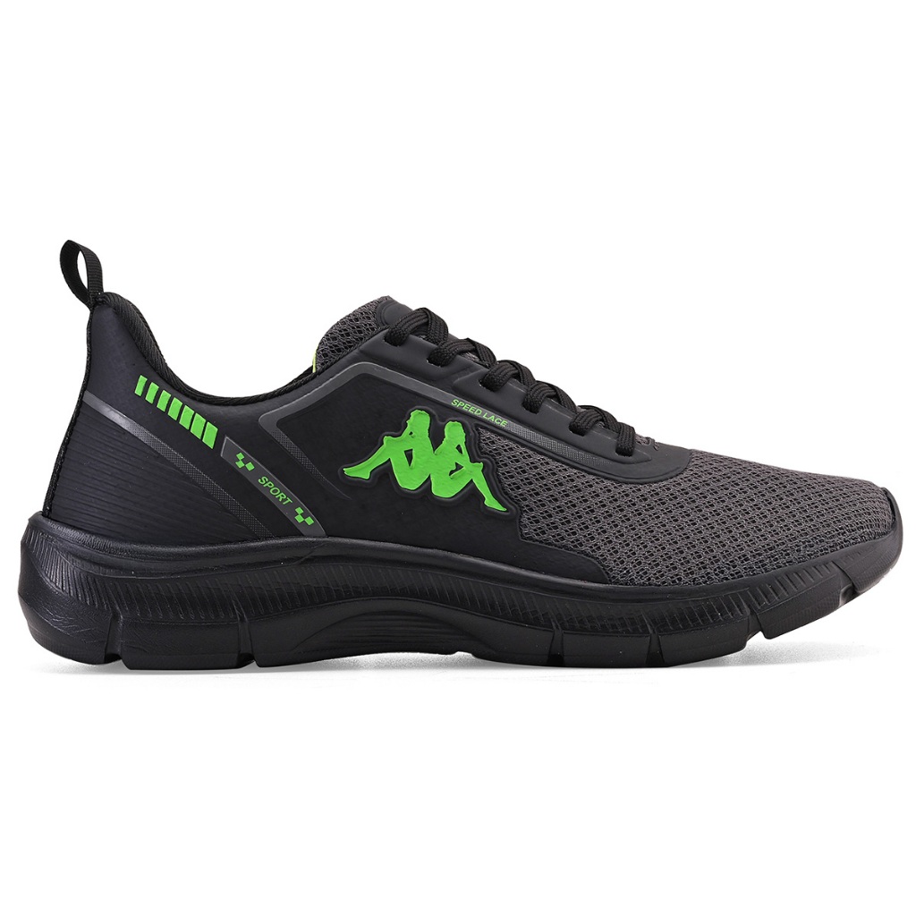 Tênis Kappa Run 200 Masculino Feminino Original Grafite Verde Confortável Corrida Caminhada - Sports & Outdoors