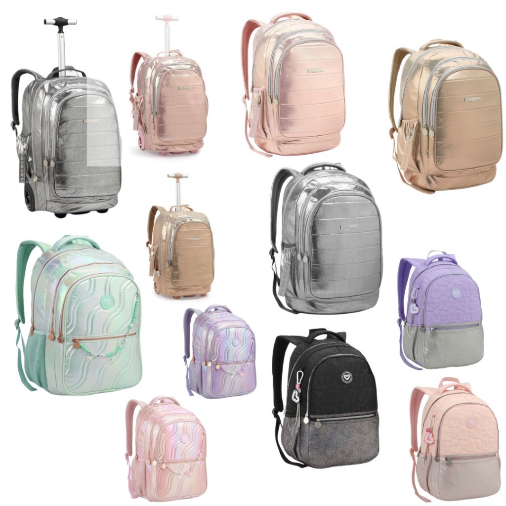 Mochila Seanite 19" com Rodas 41488 Metalizada Sortidas em Oferta na Shopee