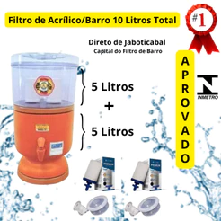 Filtro de Acrílico/Barro 10 Litros Total (5 litros em cada parte) 2 Boia e 2 velas tripla ação