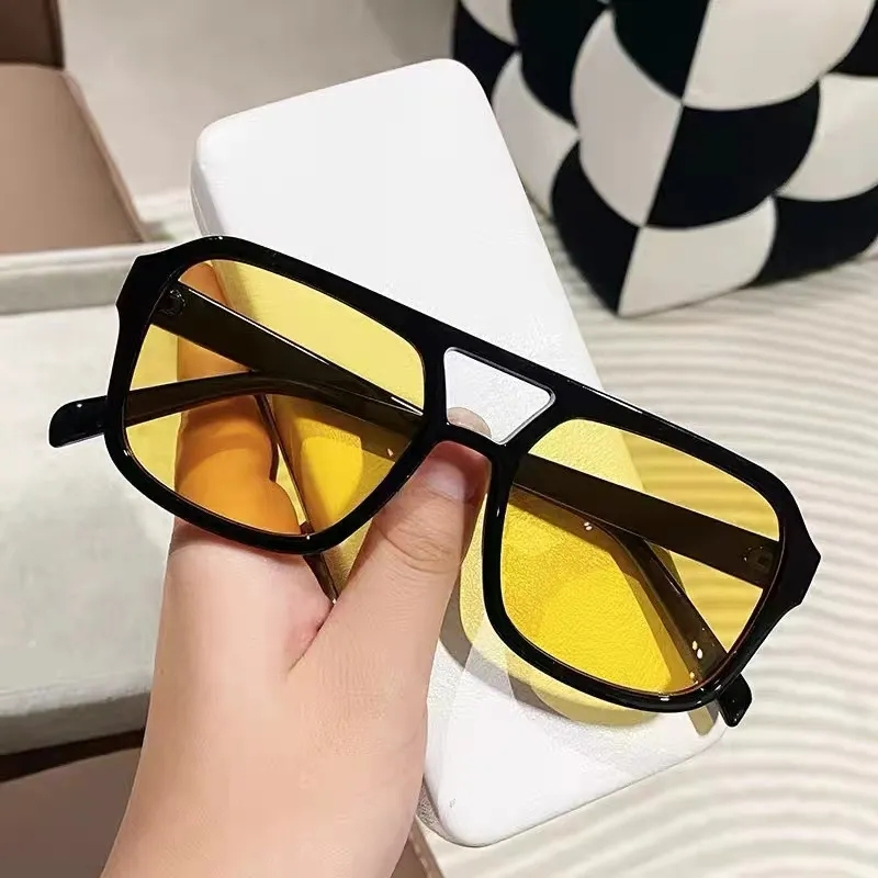 Óculos De Sol Luxo Retro Matizado Tons Feminino Verão Vintage Amarelo Lente Quadrada em Oferta na Shopee