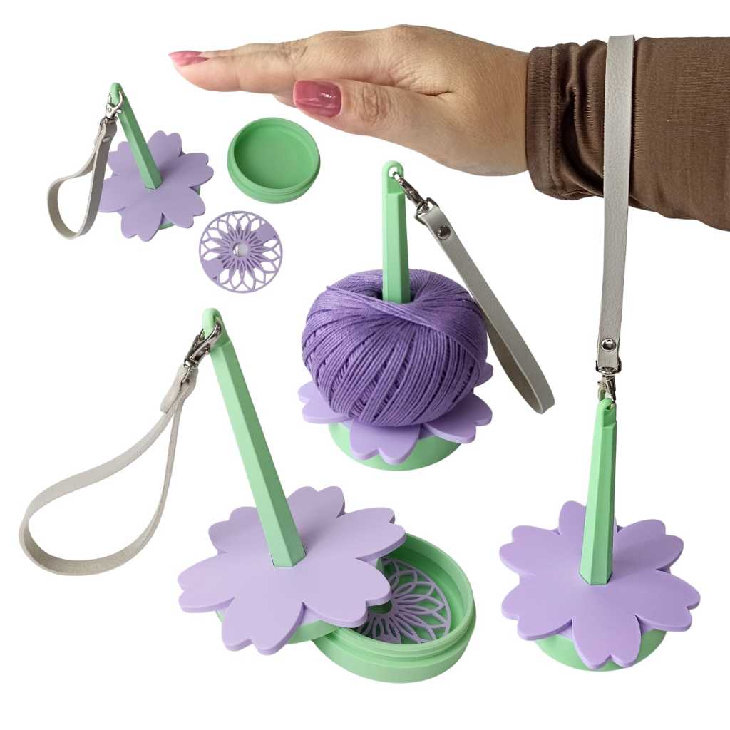 Suporte Portátil de Pulso Para Fios de Crochê Com Compartimento para Acessórios - Cerejeira em Oferta na Shopee