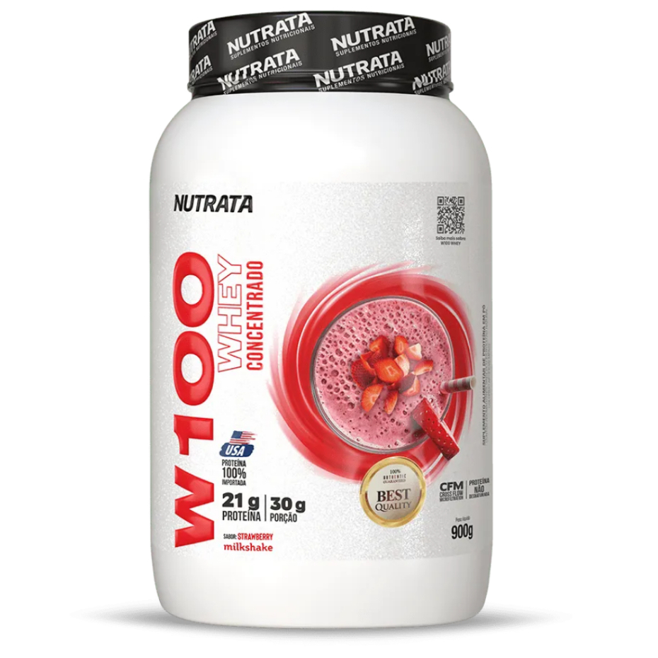 Whey W100 Protein 100% Concentrado 900g Pote - Nutrata em Oferta na Shopee
