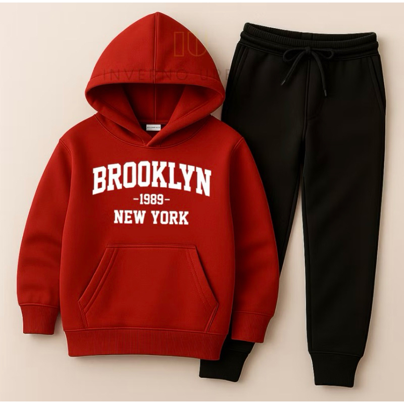Conjunto moletom estampado Brooklin new york (2025)infantil juvenil canguru algodão peluciado.