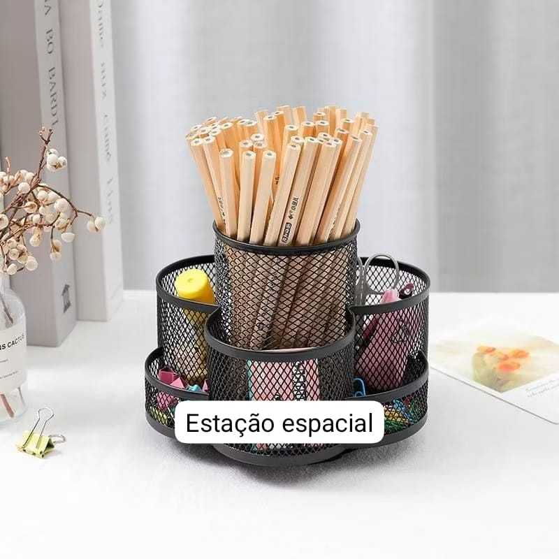 Organizador De Metal Versátil Giratório Escritório - Flor (HS-66334)